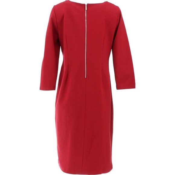 NWT LANDS' END 3/4 SLEEVE PONTE PLEATED COLUMN ZIP BACK DRESS COBALT BLUE 6P - Picture 7 of 12